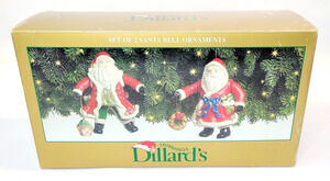 Dillard's Trimmings Set Of 2 Santa Bell Ornaments Arms & Legs Move